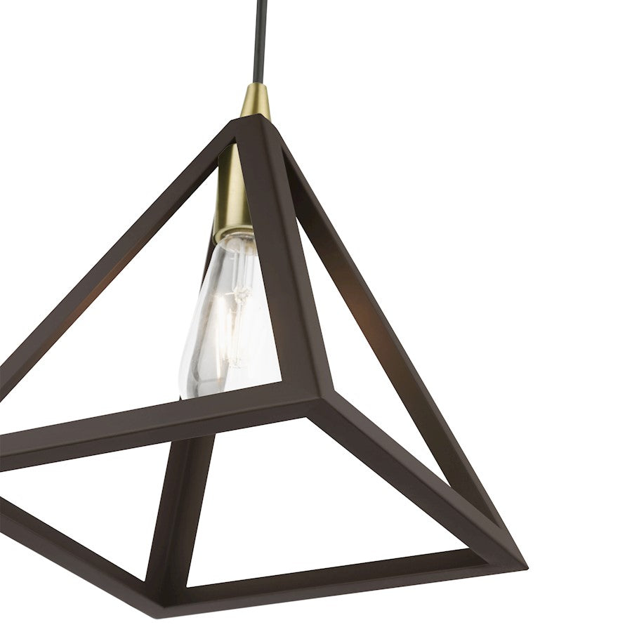 Livex Pinnacle 1 Light Pendant, Bronze/Antique Brass/Bronze Metal