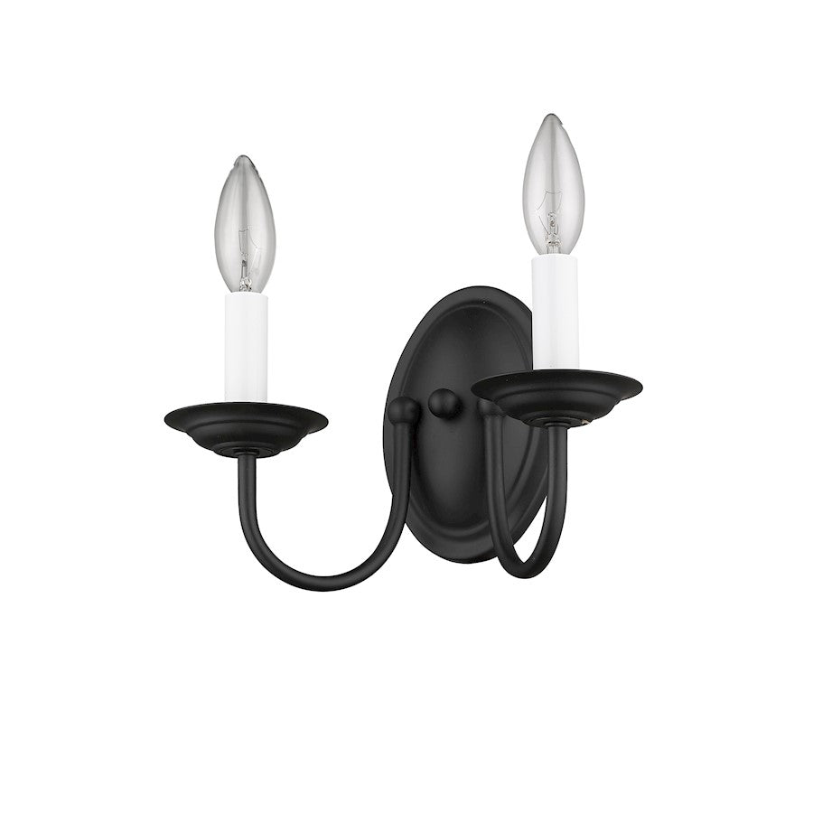 Livex Lighting Home Basics 2-Light Wall Sconce | Traditional Black Metal | Bedroom & Hallway Accent Light | 9.75 x 5.25 x 7 in | Model 4152-04