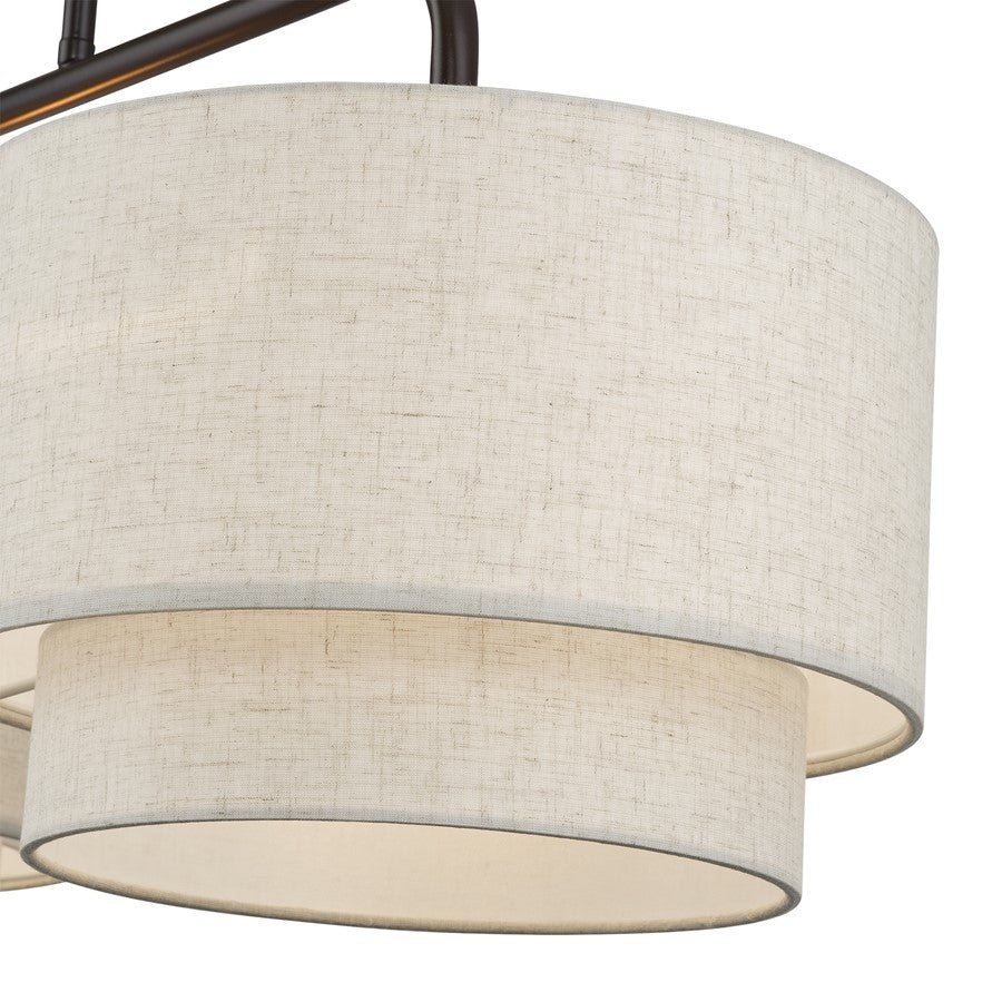 Livex Manorwood 3Lt Extra Large Chandelier, Bronze/Oatmeal/White