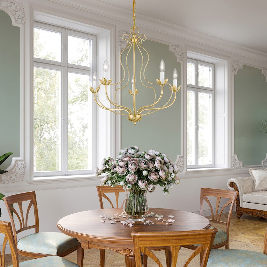 Livex Katarina 5 Light Chandelier, Soft Gold