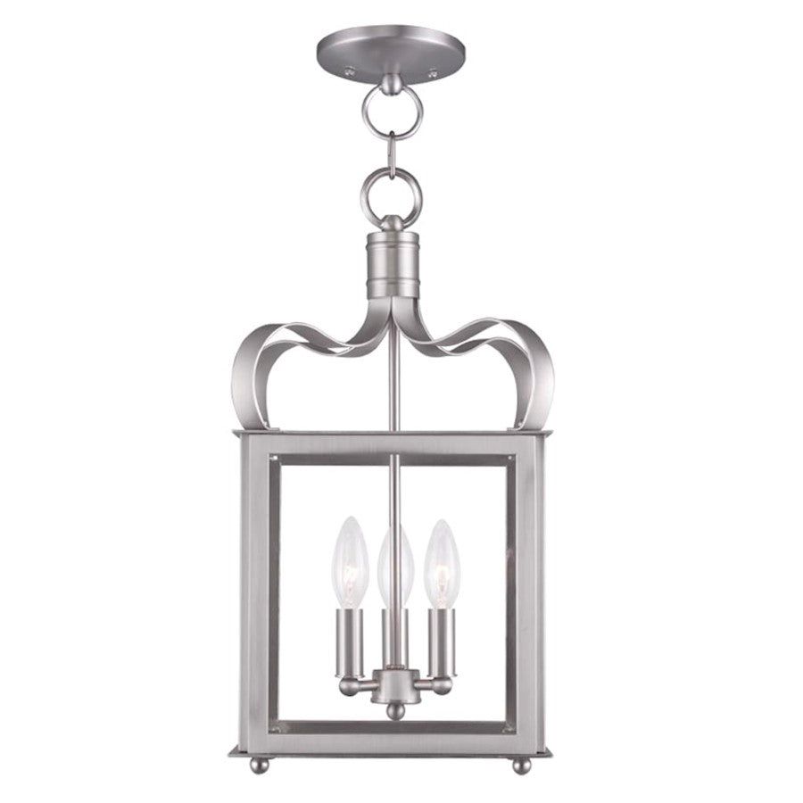 Livex Garfield 3 Light Convertible Mini Pendant/Ceiling Mount, Nickel