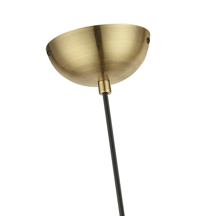Livex Stockton 1 Light Globe Pendant, Brass/Steel/White