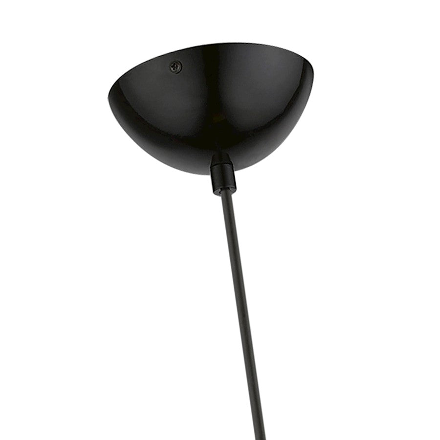 Livex Stockton 1 Light Globe Pendant, Black/Chrome/Black Steel/White