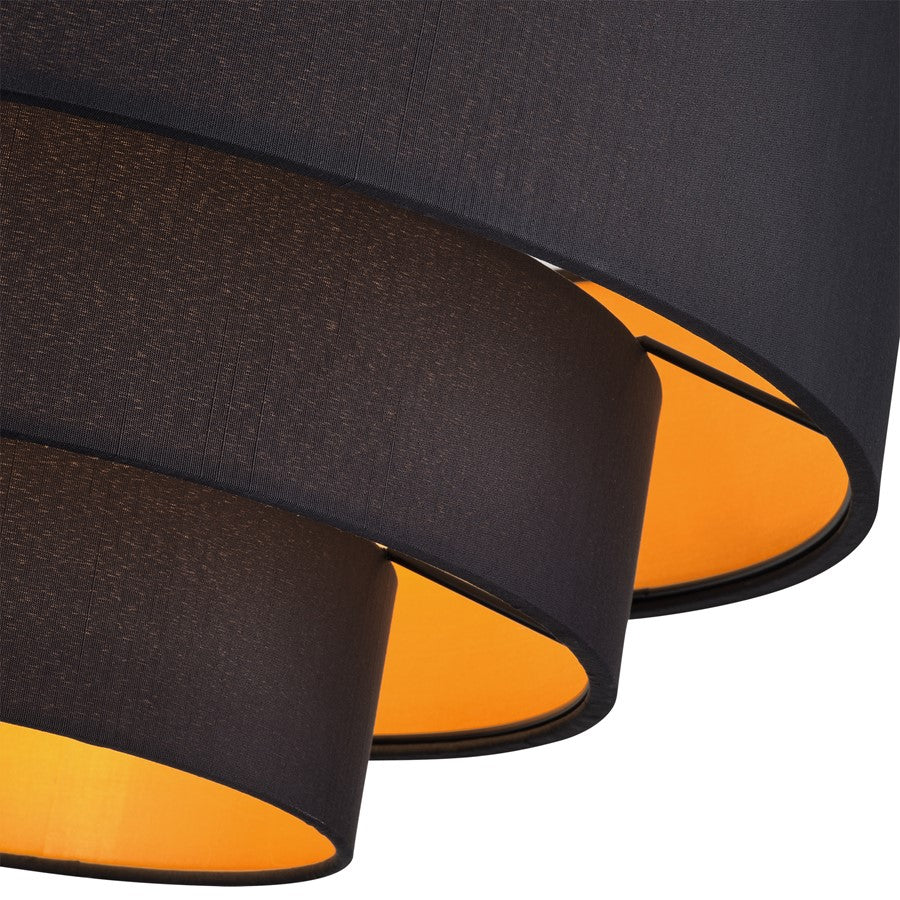 Livex Sentosa 4Lt Extra Large Semi-Flush, Black/Black/Orange