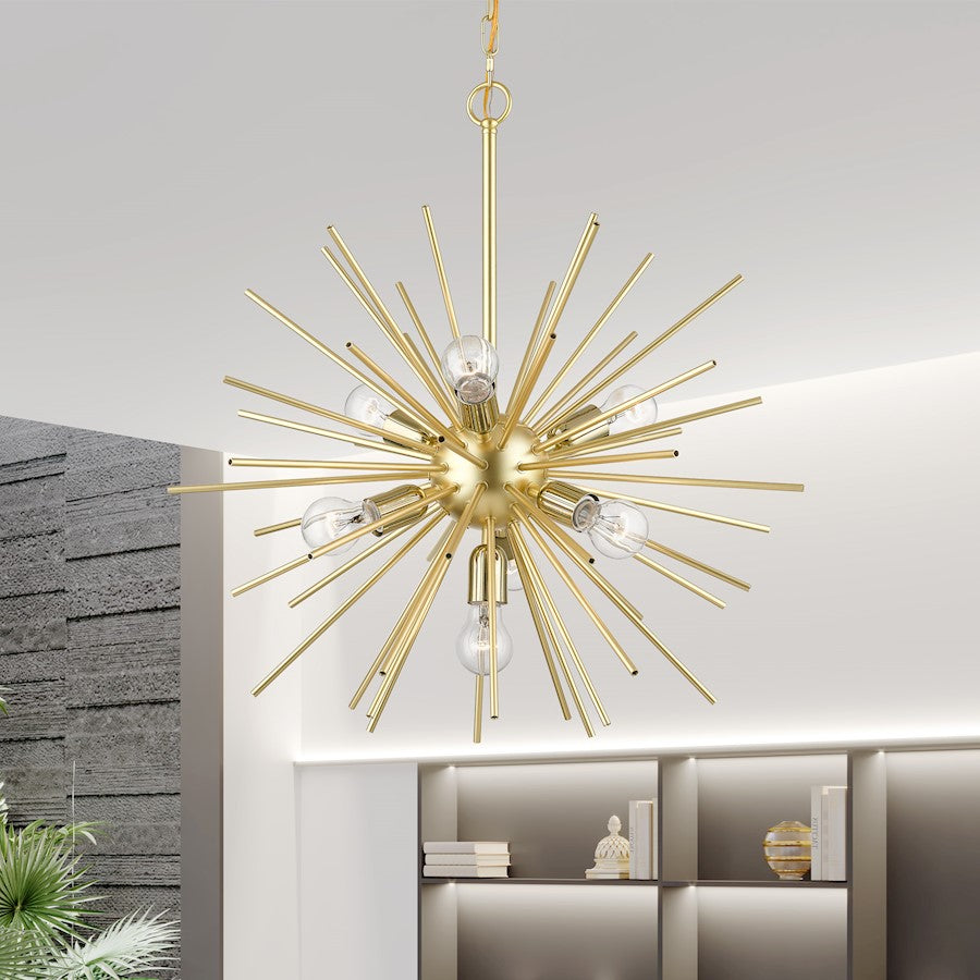 Livex Tribeca 7 Light Pendant Chandelier, Soft Gold/Brass/Iron
