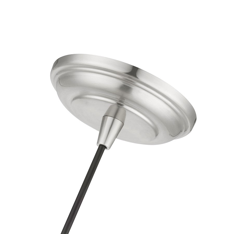 Livex Moreland 1 Light Single Pendant, Brushed Nickel/Clear