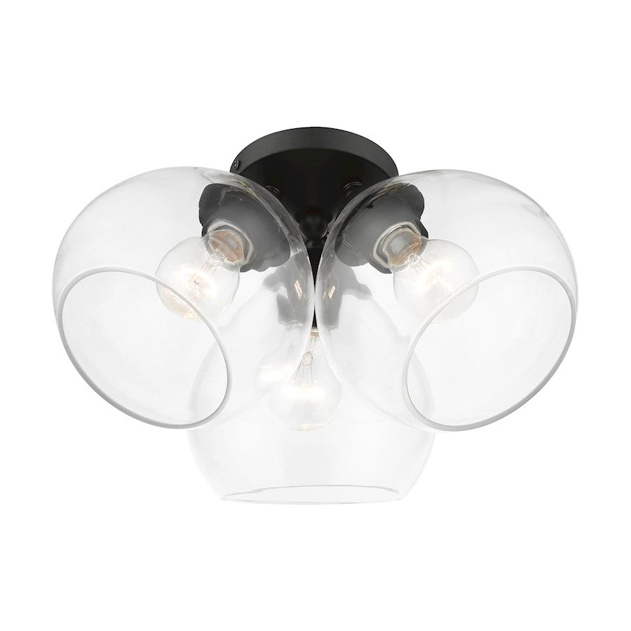 Livex Catania 3 Light Semi-Flush, Black/Clear