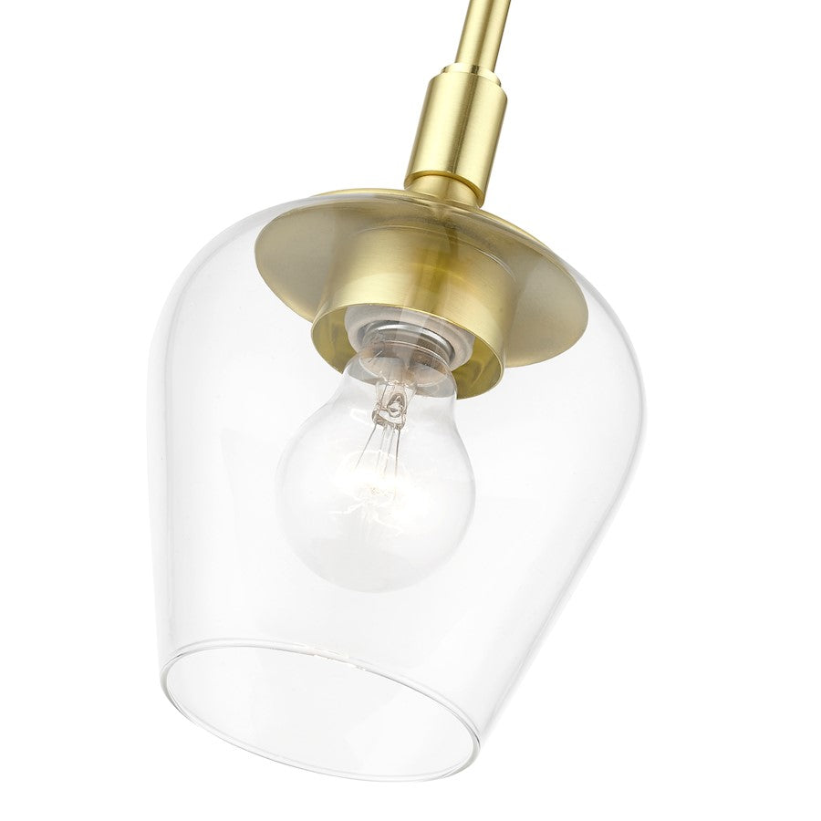 Livex Willow 1 Light Single Pendant, Satin Brass/Clear