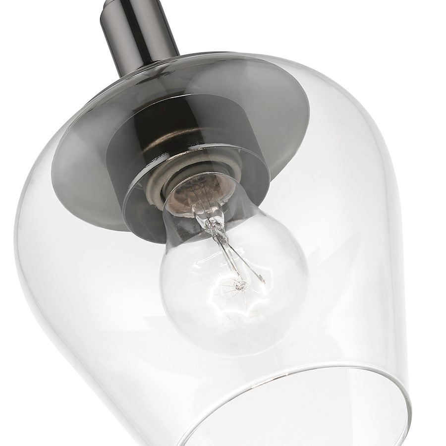 Livex Willow 1 Light Single Pendant, Black Chrome/Clear