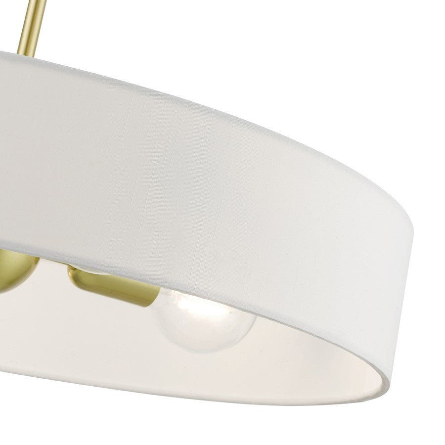 Livex Venlo 4 Light Medium Drum Pendant, Brass/White/Off-white