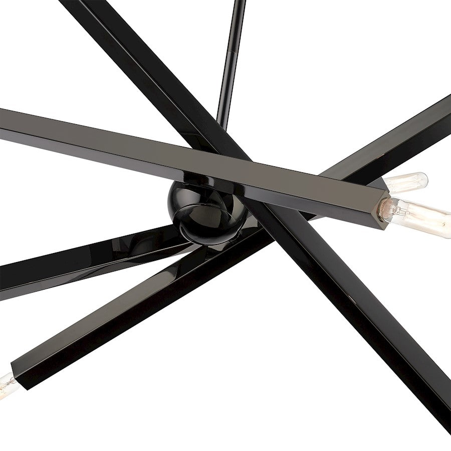 Livex Monaco 8 Light Large Linear Chandelier, Black Chrome