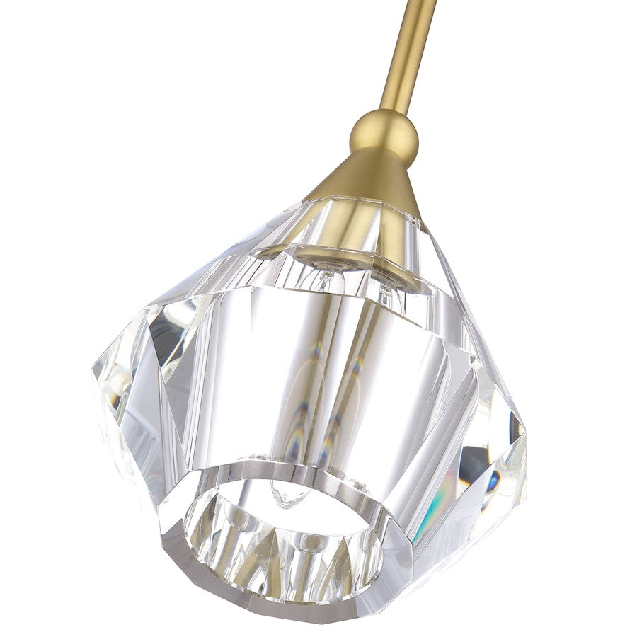 Livex Brussels 1 Light Crystal Single Pendant, Natural Brass/Crystal