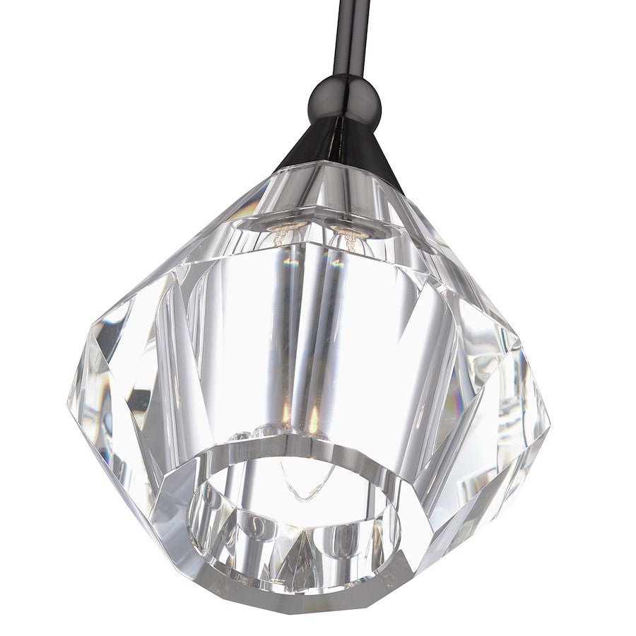 Livex Brussels 1 Light Crystal Single Pendant, Black Chrome/Crystal