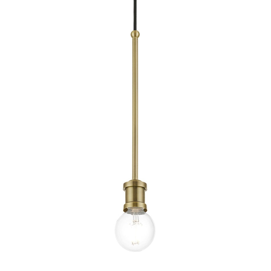 Livex Lansdale 1 Light Single Pendant, Antique Brass