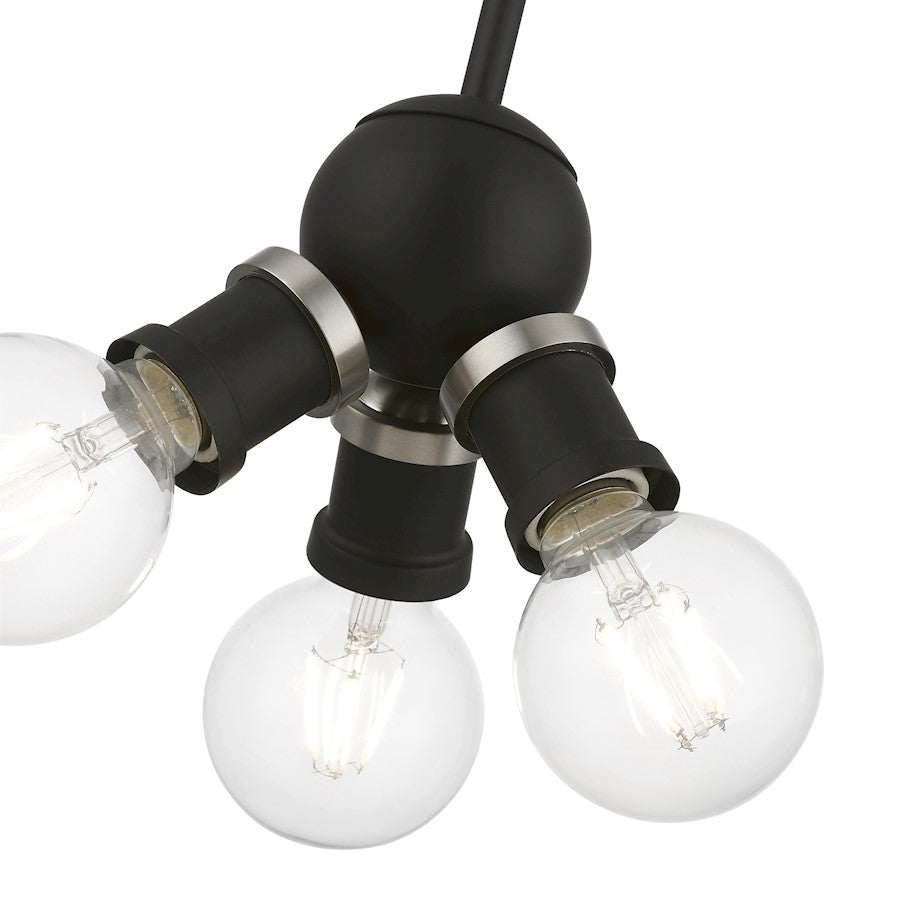 Livex Lansdale 3 Light Pendant, Black/Brushed Nickel