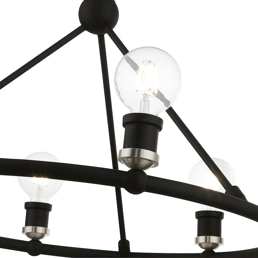 Livex Lansdale 6 Light Chandelier, Black/Brushed Nickel