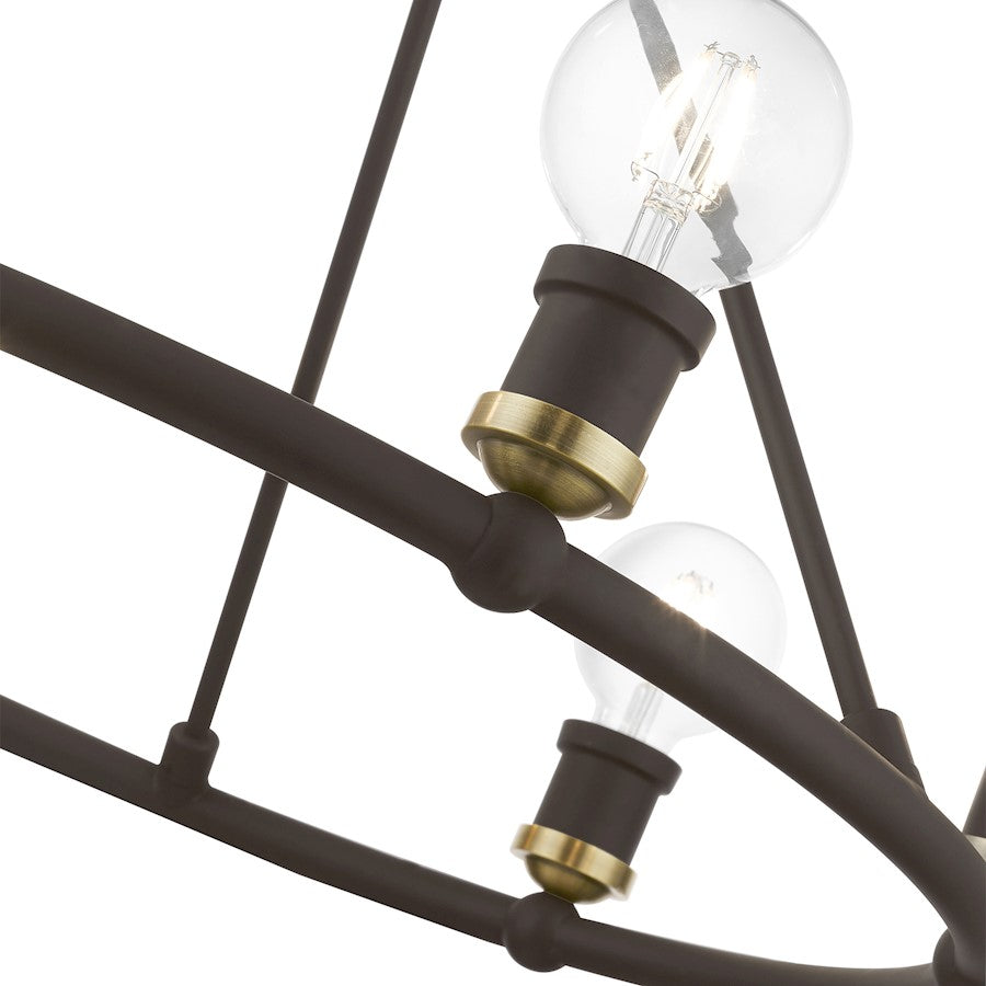 Livex Lansdale 6 Light Chandelier, Bronze/Antique Brass