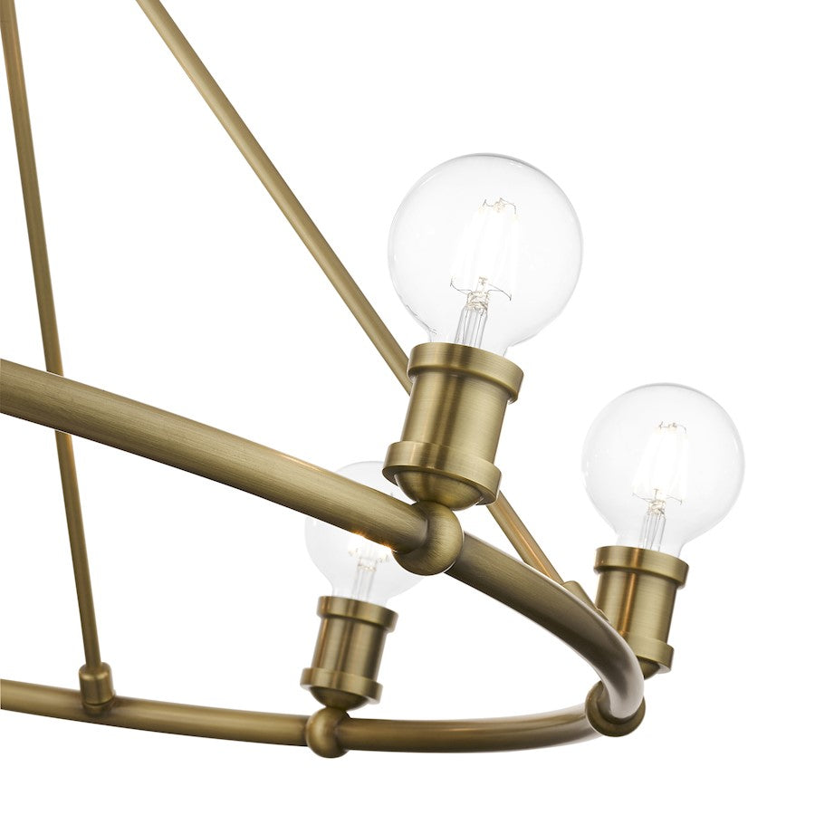 Livex Lansdale 8 Light Chandelier, Antique Brass