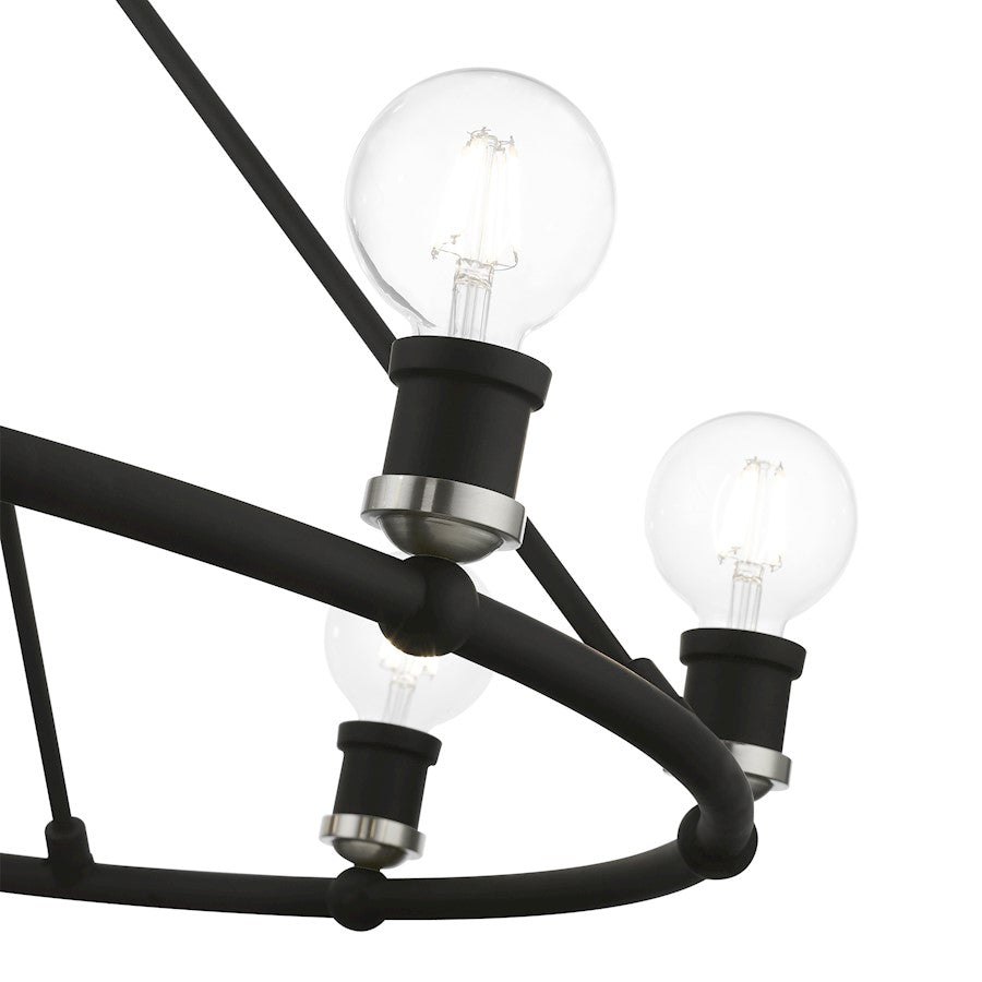 Livex Lansdale 8 Light Chandelier, Black/Brushed Nickel