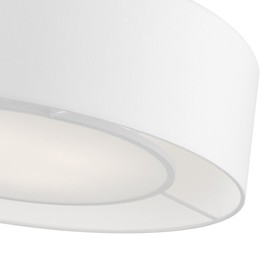 Livex Gilmore 4 Light Semi-Flush, Nickel/White/Off-white/White Fabric