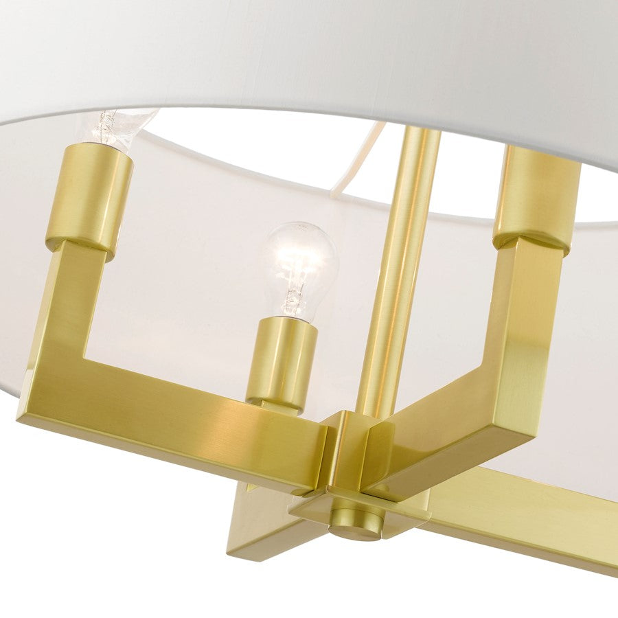 Livex Cresthaven 4 Light 24" Pendant/Chandelier, BS/OWH Fabric