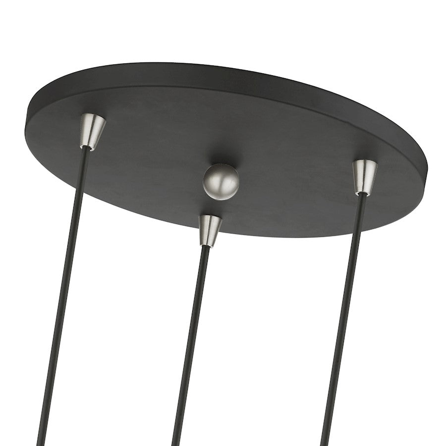 Livex Downtown 3 Light Sphere Multi Pendant, BK/Brushed NK