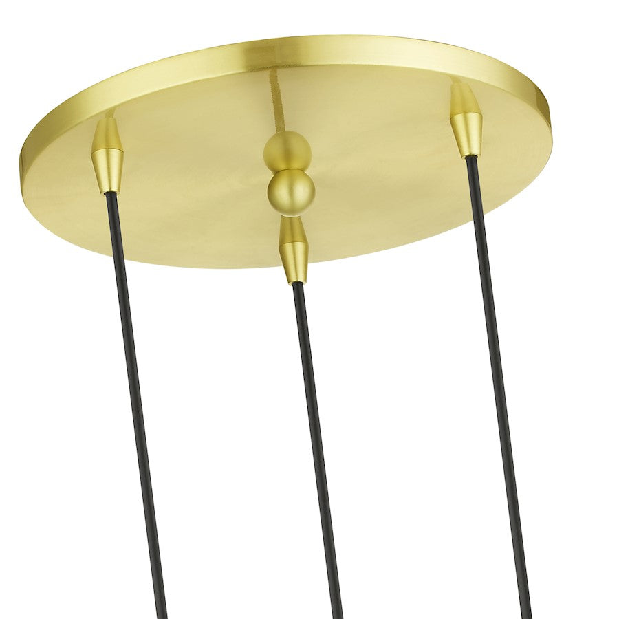 Livex Downtown 3 Light Sphere Multi Pendant, Satin Brass/Clear