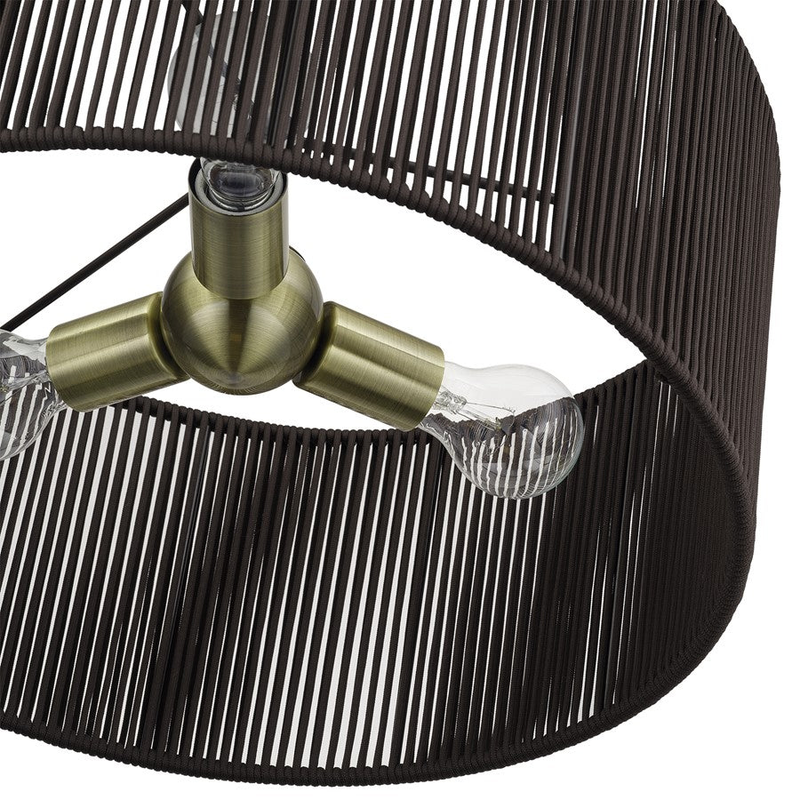 Livex Acordia 3Lt Pendant Chandelier, Brass/Chocolate Polyester