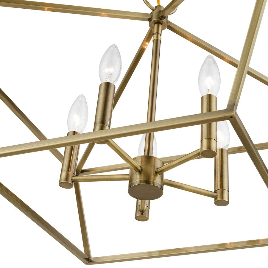 Livex Devonshire 5 Light Chandelier, Antique Brass