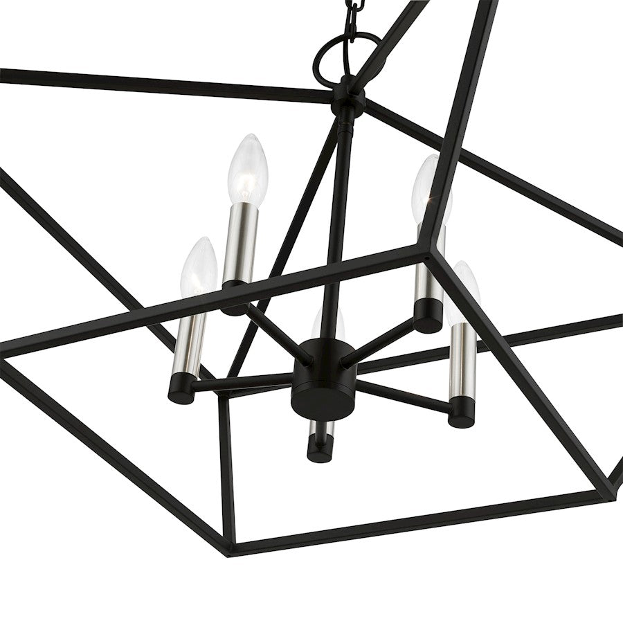 Livex Devonshire 5 Light Chandelier, Black/Brushed Nickel