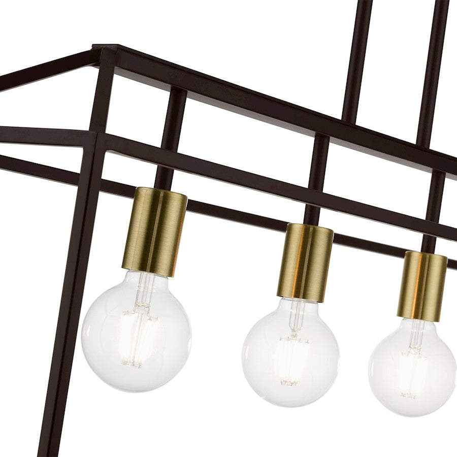 Livex Devonshire 4 Light Linear Chandelier, Bronze/Antique Brass
