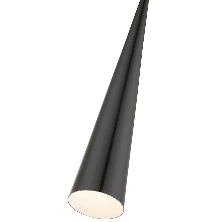 Livex Andes 1 Light Single Tall Pendant, Black/Chrome/Aluminum/White