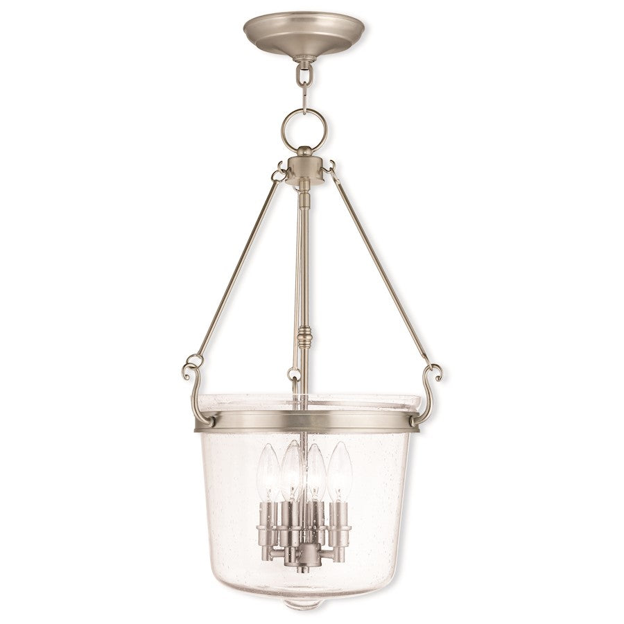 Livex Winchester 4 Light Pendant, Nickel/Hand Crafted Seeded
