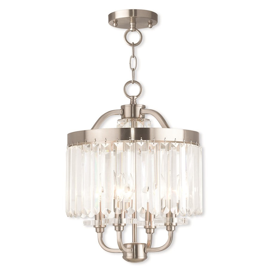 Livex Ashton 4 Light Convertible Mini Chandelier/Ceiling, Nickel