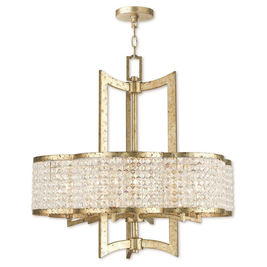 Livex Grammercy 6 Light Chandelier, Hand Applied Winter Gold
