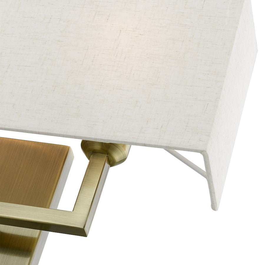 Livex Pierson 2 Light ADA 16" Sconce, Antique Brass/Oatmeal/White