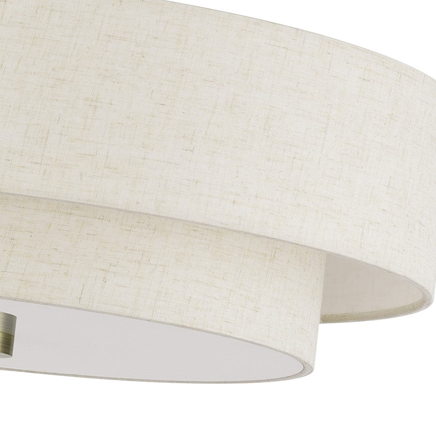 Livex Monroe 4Lt 9" Semi-Flush, Brass/Oatmeal/White
