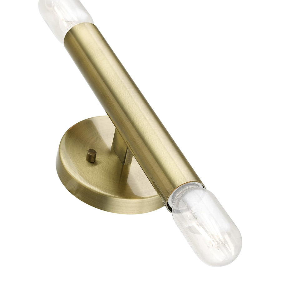 Livex Copenhagen 2 Light ADA 9.8" Wall Sconce, Antique Brass