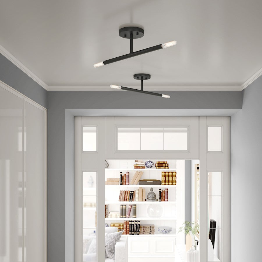 Livex Copenhagen 2 Light Candelabra Semi-Flush Mount, Black