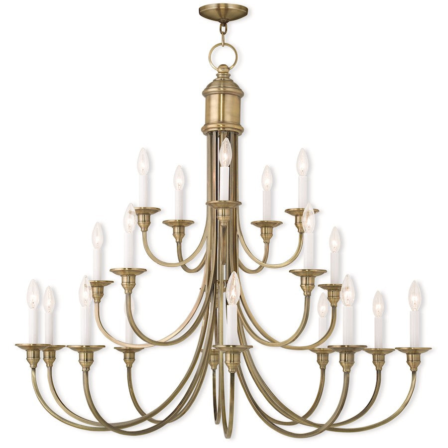 Livex Cranford 20 Light Foyer Chandelier, Antique Brass