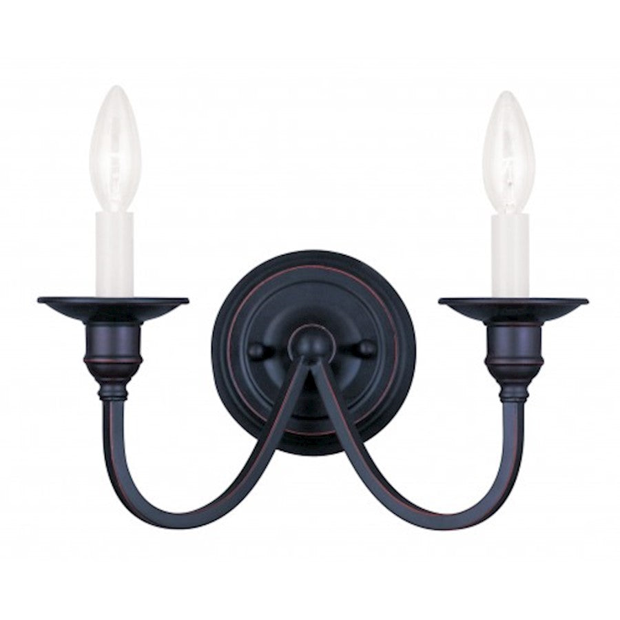 Livex Lighting Cranford 13in 2-Light Wall Sconce | Traditional Olde Bronze Steel | Bedroom & Hallway Accent Light | 13 x 6 x 12 in | Model 5142-67