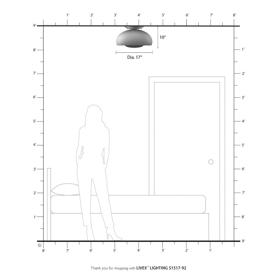 Livex Domma 3Lt Large Semi-Flush, Bronze/Bronze Steel/Shiny White