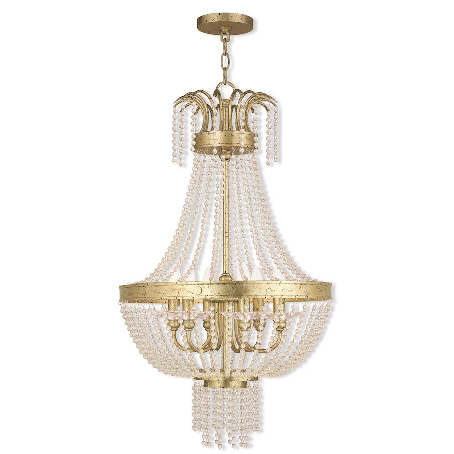 Livex Valentina 6 Light Pendant, Winter Gold/Clear Crystals