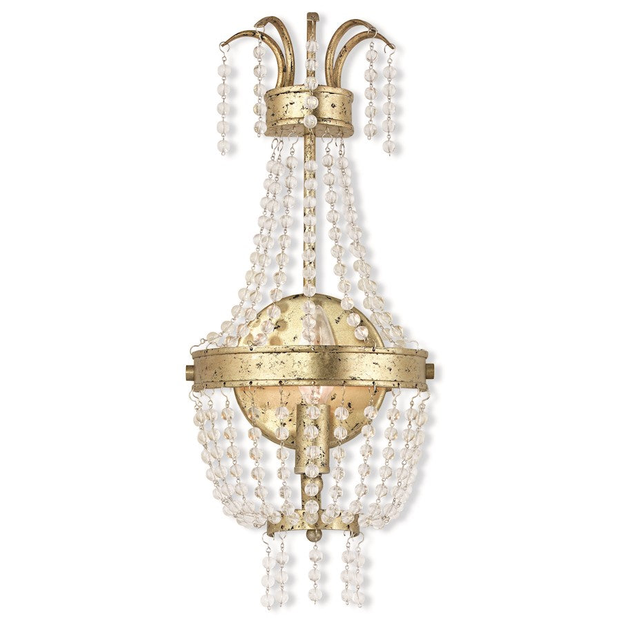 Livex Valentina 1 Light Sconce, Winter Gold/Clear Crystals