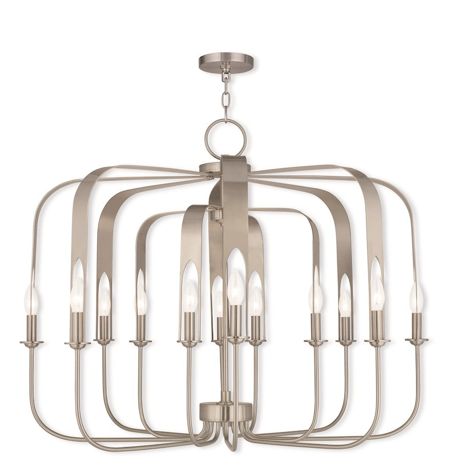 Livex Addison 12 Light Chandelier, Brushed Nickel