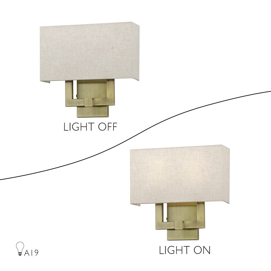 Livex Monroe 2Lt ADA Sconce, Brass/Oatmeal/White