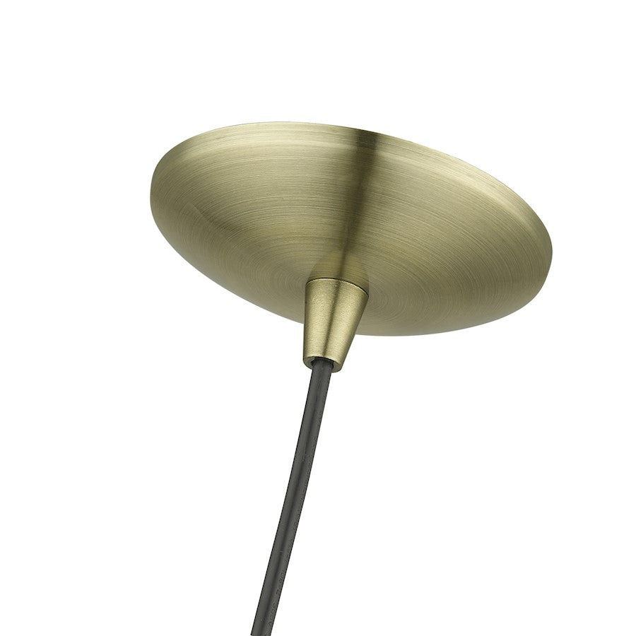 Livex Endicott 1 Light Mini Bell Pendant, Brass/Brass Steel/White