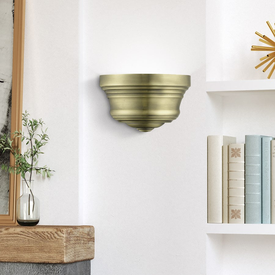 Livex Endicott 1 Lt ADA Sconce, Brass/Brass Steel /Shiny White/Inside