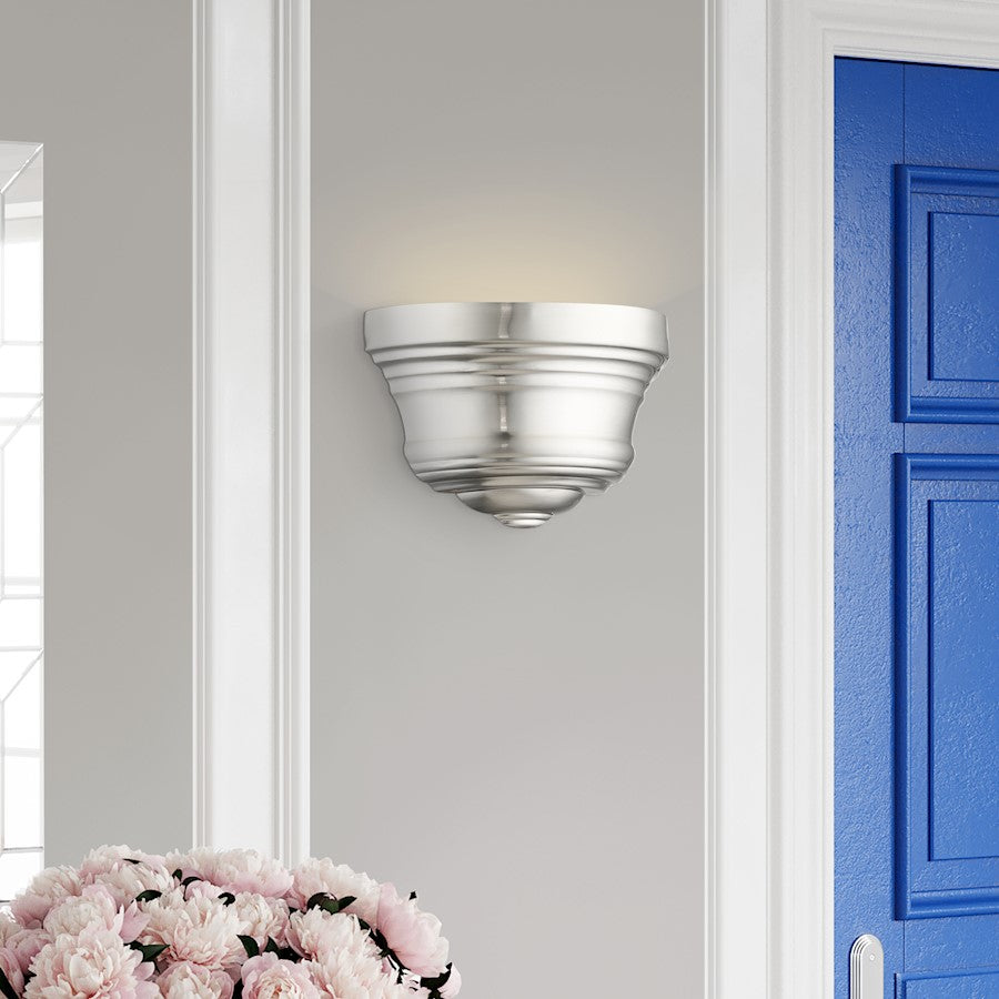 Livex Endicott 1 Light ADA Sconce, Nickel/Nickel Steel /Gold/Inside