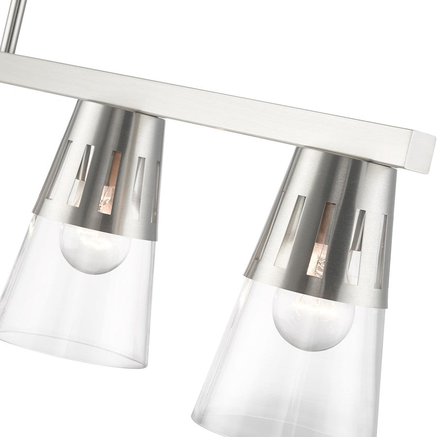 Livex Bennington 5 Lt Large Linear Chandelier, Nickel/Clear